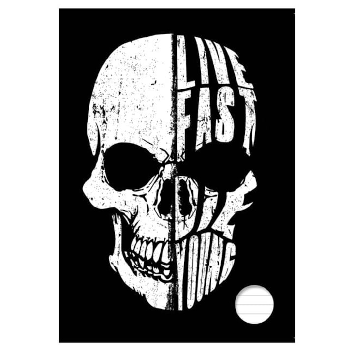 A4 hallgatói füzet, vonalas, „Fekete borító koponya mintával”, 100 lap – ANTBRO® bejegyzett védjegy