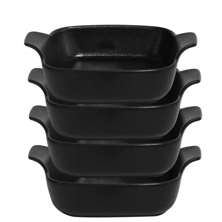 CULINARO CERAMIC Set 4 Tavi patratr cu manere din ceramica 15x15x5, 5cm (1498)