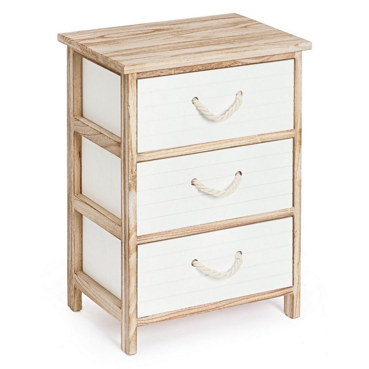 Fehér és barna fa fiókos komód Yvette 40x29x58h