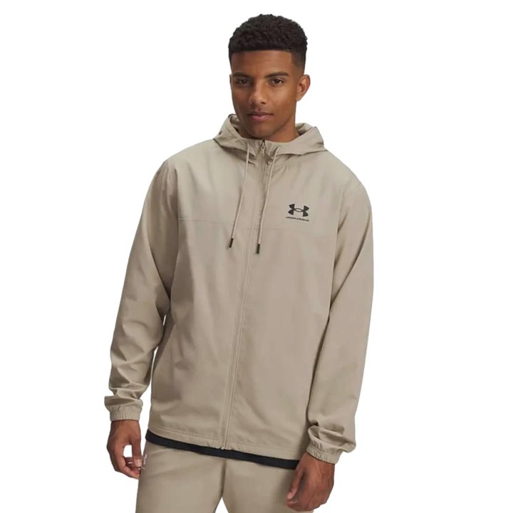 Jacheta sport barbati Under Armour Rival Wvn Windbreaker, Kaki/Negru, XXL, Kaki/Albastru