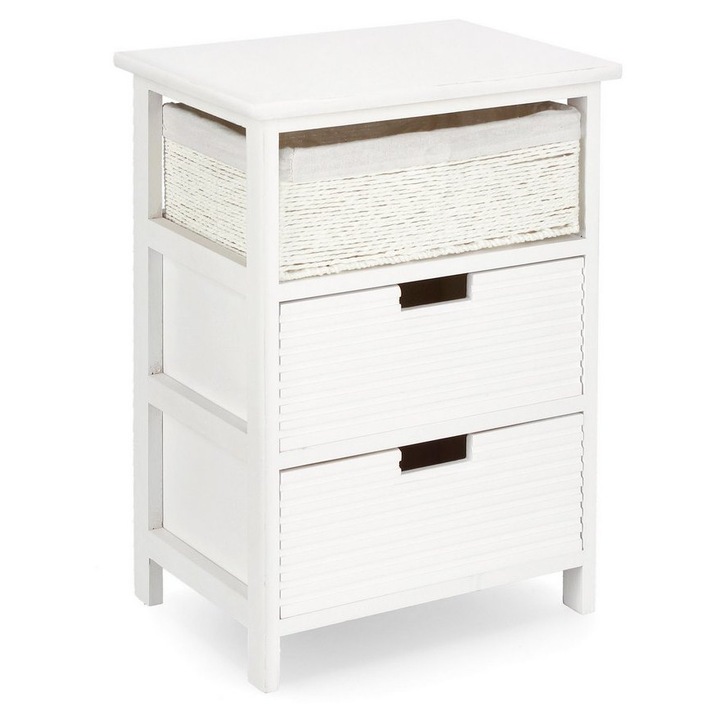 Comodă Bizzotto Leonie alb/bej, 3 sertare, 40x29x58cm