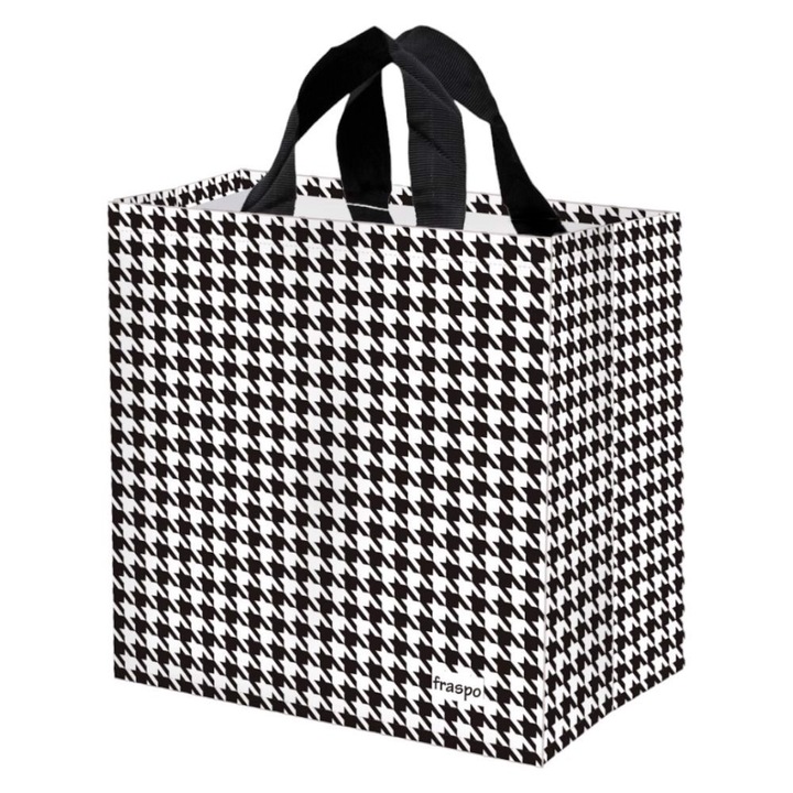 Пазарска чанта, Fraspo, 24L, бял/черен, 35x20x35см