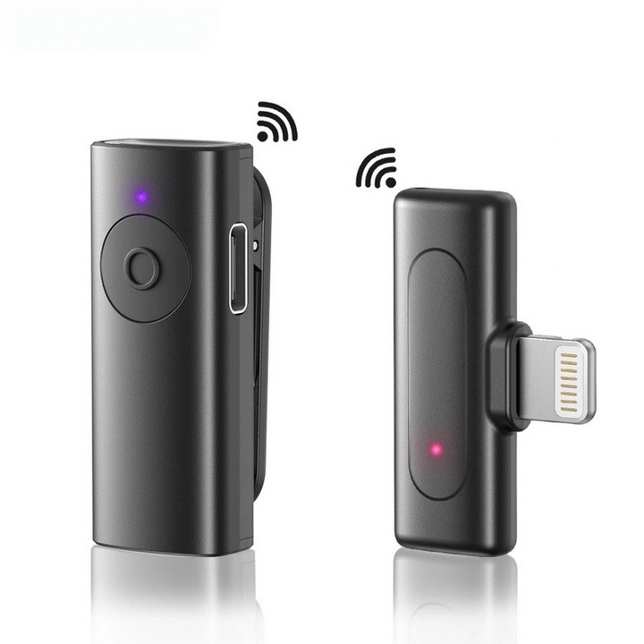 Microfon Lavaliera Wireless New Bee WD21, Compatibil cu Iphone, Anulare zgomot, Distanta 20m, Autonomie Baterie 8 ore, Omnidirectional cu condensator, Cu port de incarcare, Culoare Negru