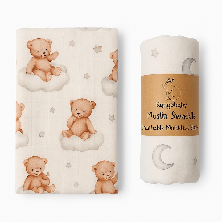 Patura din muselina, 70% bambus si 30% bumbac, multicolor, 120x110cm