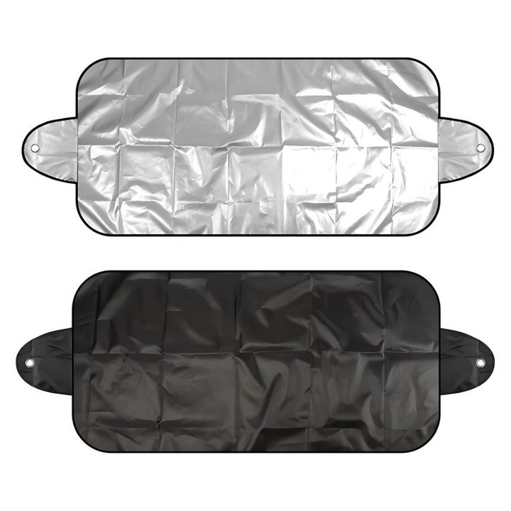 Protectie parasolar parbriz WTO®, vara-iarna, Argintiu, 190 x 70 cm, Impermeabil, 2 Fete