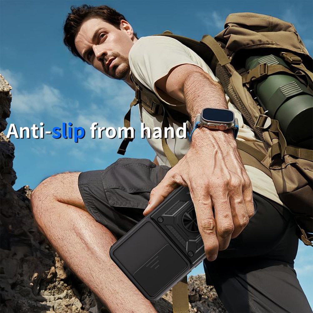 Husa pentru Oppo Reno 14F / 14FS Ring Armor Kickstand Tough Rugged Cover cu protectie camera - negru