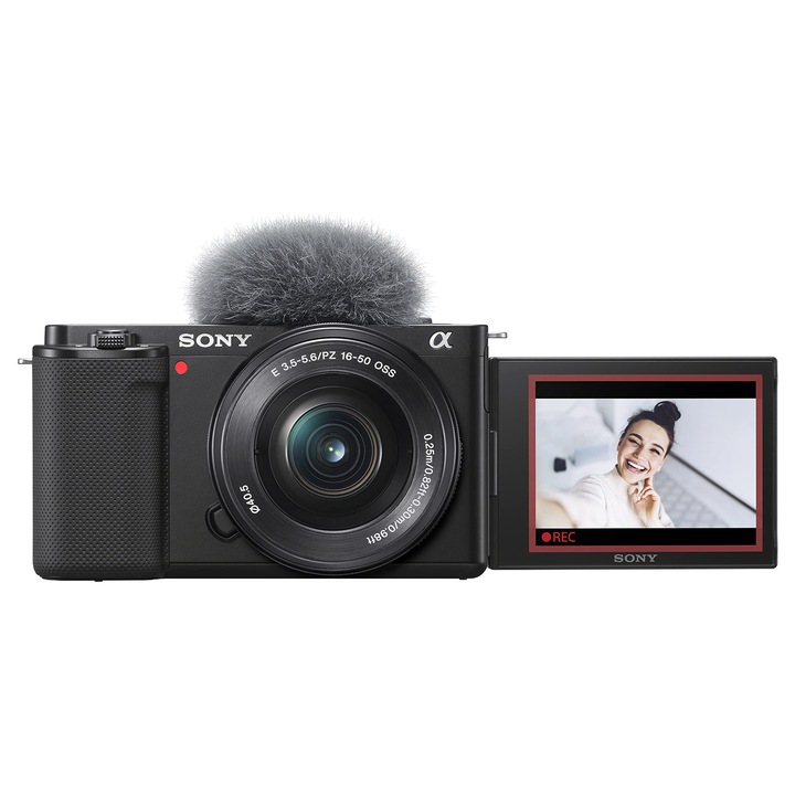 Cameră compactă Sony ZV-E10, obiectiv 16-50mm, video 4K, ușoară