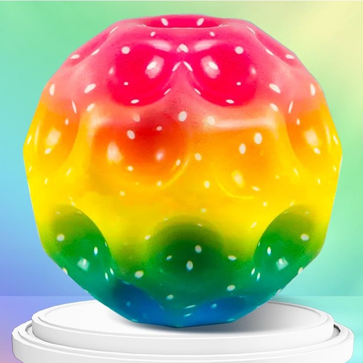 Minge anti-stres Space Moon Ball, foarte elastică, multicolor, 66mm, set