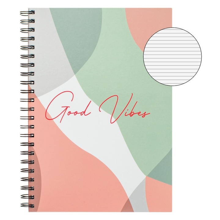 B5-ös jegyzetfüzet Dictando pasztellszínekkel "Jó hangulat" 3 témakör, 96 lap iskolai jegyzetekhez vagy tervezéshez lányoknak