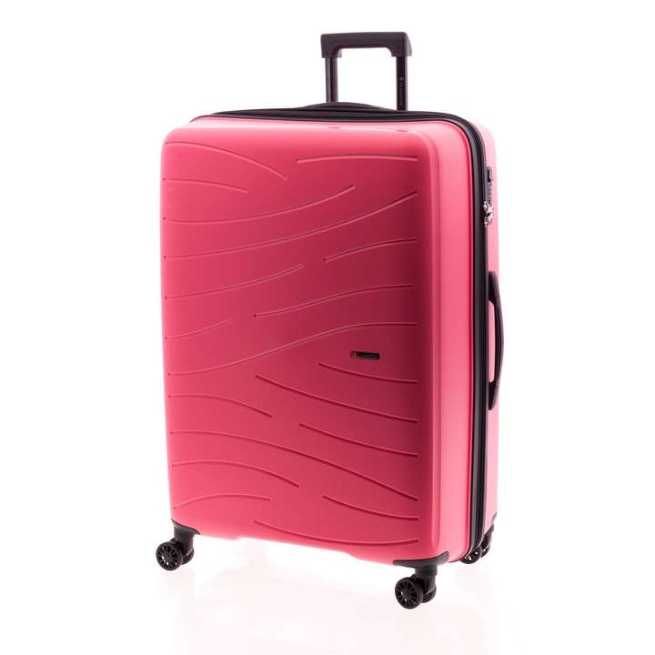 Голяма разтегателна количка, полипропилен, заключване, 4 двойни колела, гладиатор, Flow, MG 1712 - 74 см, розова