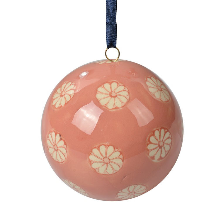 Krémrózsaszín kerámia díszgömb Ø 8x8 cm