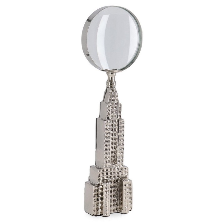 Lupa decorativa metal argintiu Adventure 7, 5x3, 8x24h