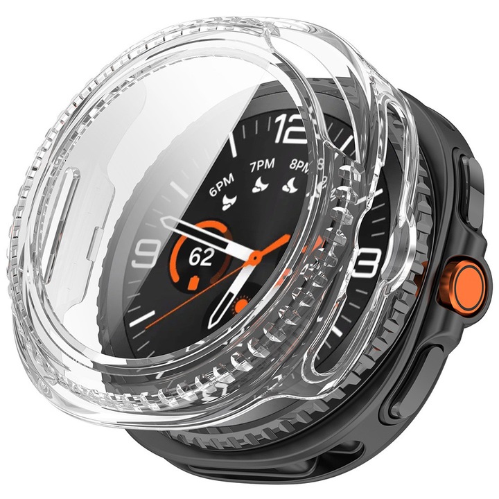 Husă smartwatch Techsuit pentru Samsung Galaxy Watch8 Classic, transparent, din policarbonat, set cu protecție ecran
