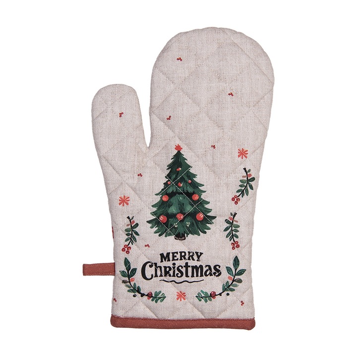 Karácsonyi konyhakesztyű, többszínű pamut, 18x30 cm