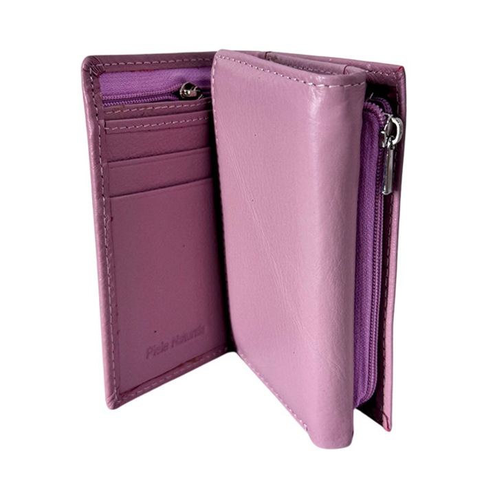 Portofel dama Hassion, cu deschidere tripla, lila, 12 x 8 x 3 cm