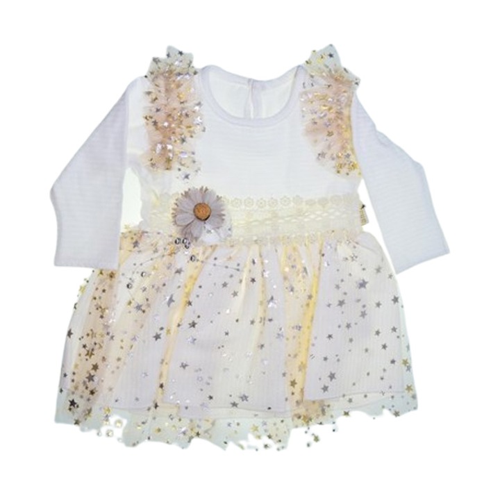 Hosszú ujjú csipkés ruha lányoknak, Mini Junior RCH2608A, Krém 121932