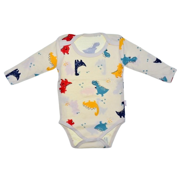 Body cu maneca lunga, pentru baieti, Mini Junior BD2910C, Crem 122032