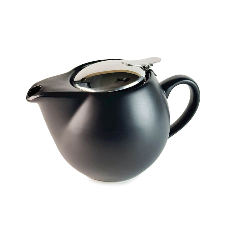 Haiku Teapot Black - fekete kerámia teáskanna 500ml rozsdamentes acél szűrővel