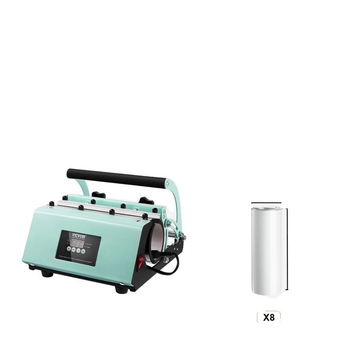Masina de presat termic pentru tumbler, design cu doua statii, control independent, verde, 19.6lbs
