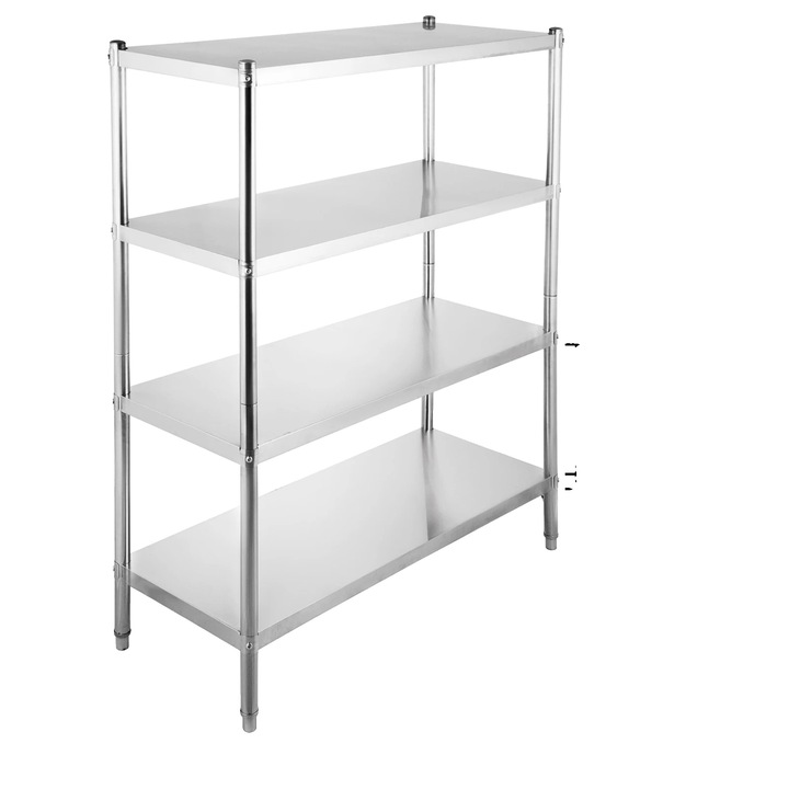 Raft de depozitare, 4 niveluri, otel inoxidabil, dimensiuni 45x17in, inaltimi ajustabile