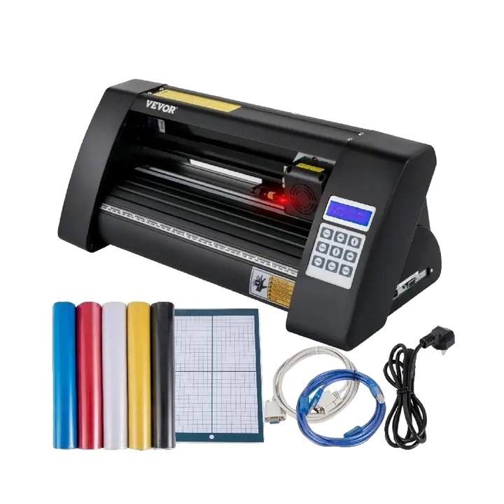 Guillotine és trimmer, maximális vágási szélesség 285 mm, maximális előtolás 375 mm, maximális vágási vastagság 3 mm, maximális vágási sebesség 800 mm/s