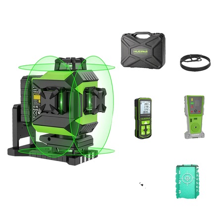 Set nivel laser 4D, raze verzi, auto-nivelare, 34.8x13.5x29.5cm - eMAG.ro
