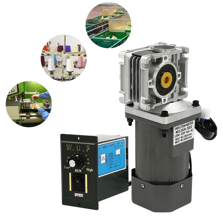 Motor de control al vitezei, 120W, 220V, 25Nm, doua moduri de viteza, dimensiuni 9.84x3.54x3.54 in