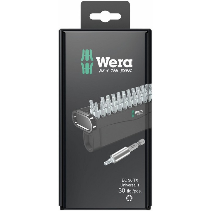 Set de biti WERA BIT-CHECK 30 TX, 30 biti, 1/4" x 50 mm, multicolor