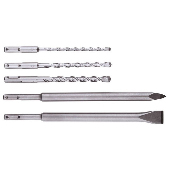Set de burghie si dalti SDS-plus 5 piese, Metabo, 6x160mm, 8x160mm, 10x160mm, 250mm