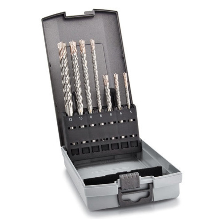 Set de burghie SDS-Plus 7 bucati, HIKOKI, geometrie inteligenta, rezistenta ridicata, 4 spirale, pentru beton si zidarie