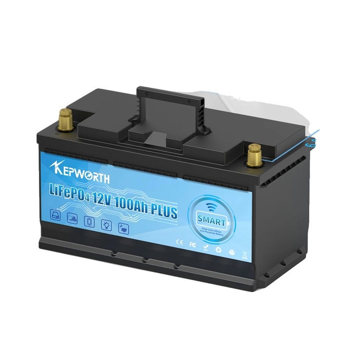 Литиева батерия 12V 100Ah с Bluetooth мониторинг, 100A BMS, размери 352x174x190mm, тегло 10kg