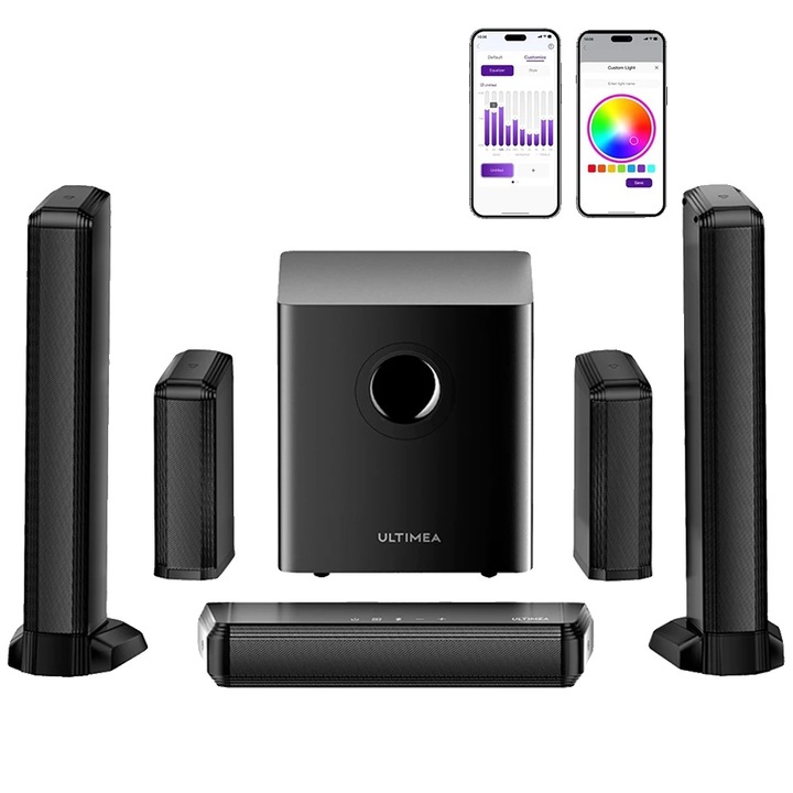 Soundbar Apollo S70 Ultra, 7.1 canale, RGB, HDMI-Bluetooth, Negru