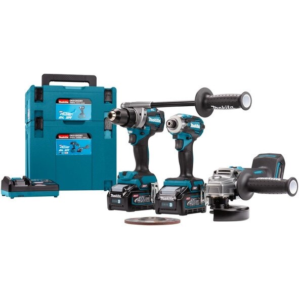 Set scule electrice Makita, 40V XGT, 2 bormasini si 1 slefuitor, 2