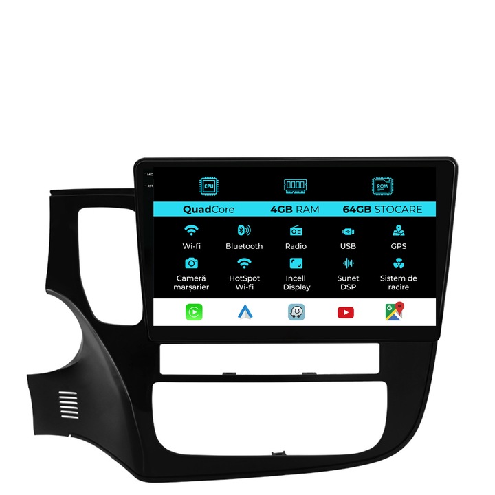 Navigatie Dedicata Mitsubishi Outlander (2013-2019), QuadCore, 10Inch, 4Gb Ram, 64Gb Stocare, Carplay