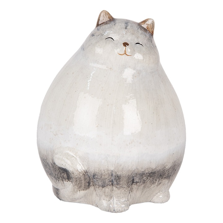 Figurina Pisicuta ceramica gri maro 14x13x18 cm