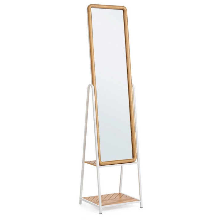 Oglinda podea otel alb mdf maro Haldor 42,5x38x174h