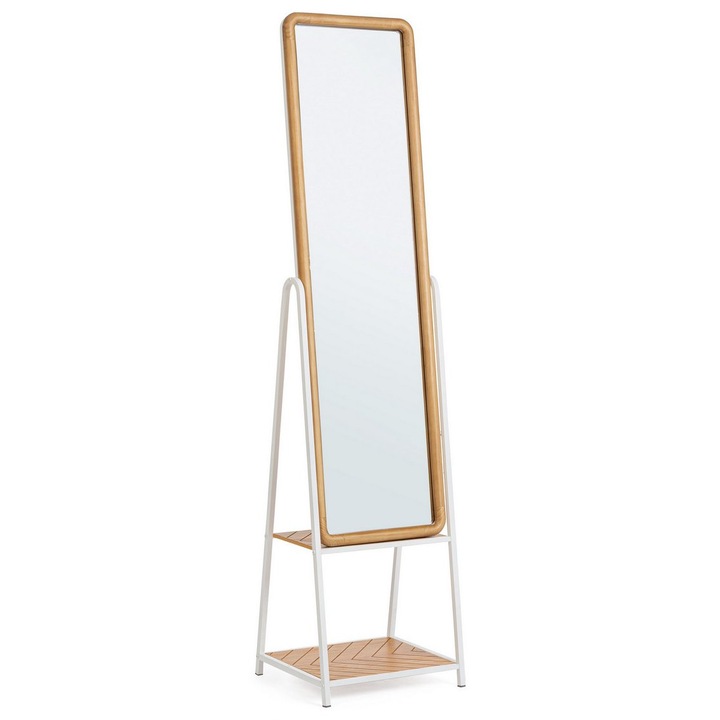 Haldor 42 állótükör, fehér acélbarna mdf, 5x38x174h