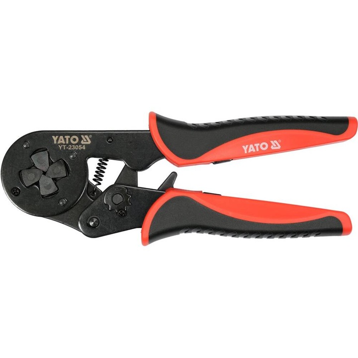 Клещи за кримпване на конектори, YATO, 4-16 мм2, 210 мм, материал PP и TPR, черна повърхност