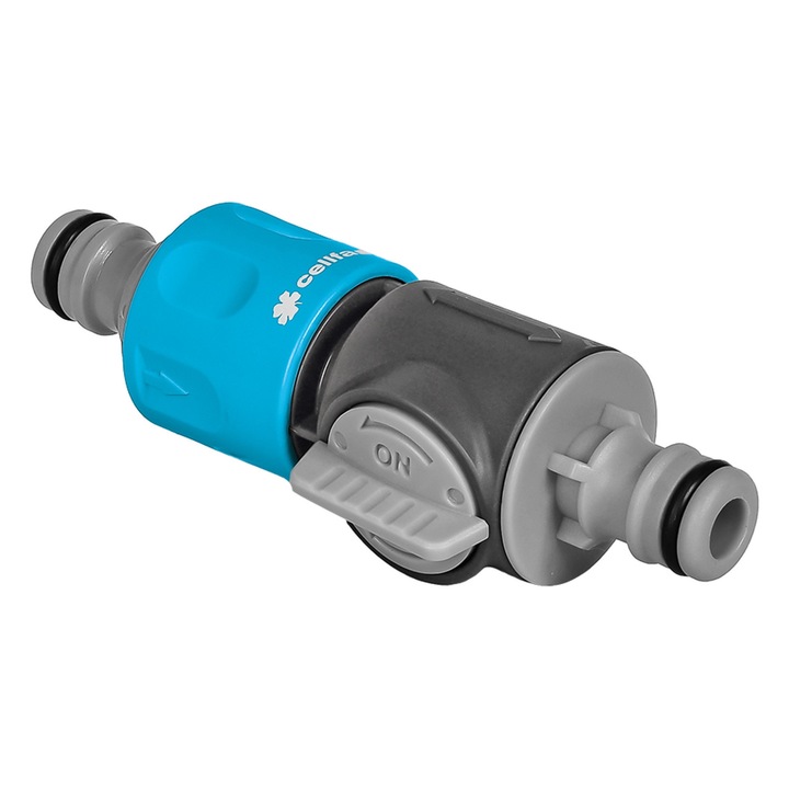 Двоен конектор с вентил CELL-FAST, 1/2"-3/4", 6 бара, ABS, POM