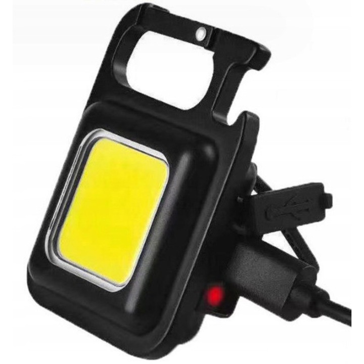 Мини джобен фенер, без марка, 6x4,5 см, 500 лумена, водоустойчив, отварачка за бутилки, с ключодържател, алуминий, време на работа 3-8 часа, цветна температура 6000-8000, режими на осветяване: силен, слаб, стробоскоп, продължителност на