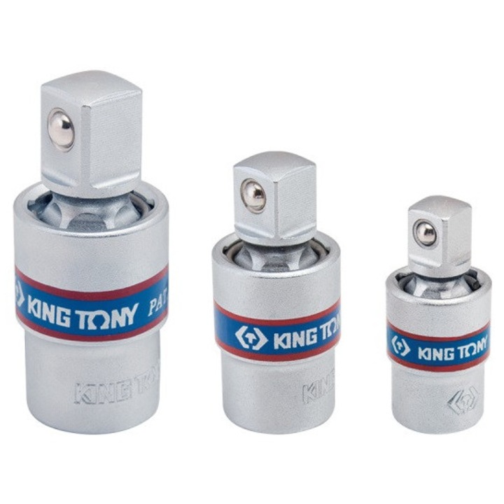 Articulație universală cu bilă și design de blocare hexagonală, KING TONY, 1/4''-1/2'', set 3 buc