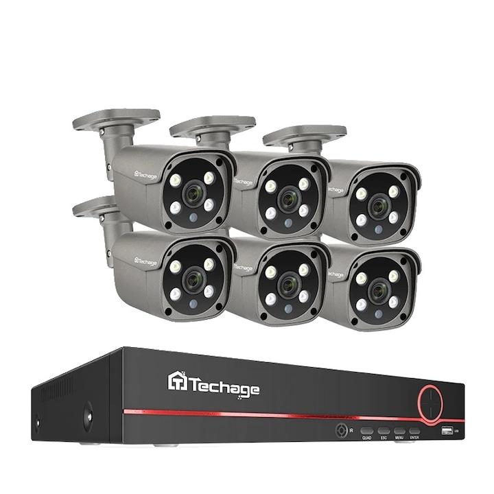 Kit Supraveghere 8CH 8MP cu 4 Camere, Rezolutie 4K, Acces Mobil Usor