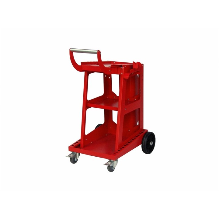 Carucior universal cu 4 roti si 3 rafturi, rosu