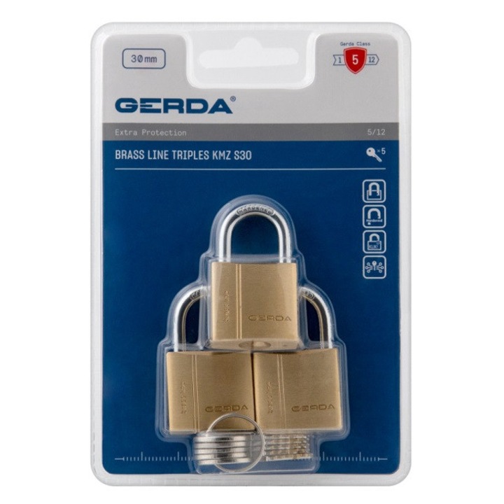 Kulcskészlet GERDA ZESTAW 3-TRIPLES KlODEK MOSIEZNYCH BRASS LINE KMZ S30, 58382