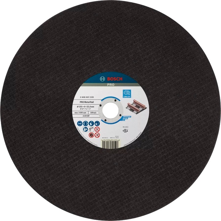 Disc de taiere pentru sine, Bosch, 355x4mm, 25,4mm, durabil