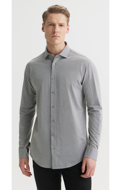 Camasa slim fit, VISTULA, cu dungi, bumbac, gri