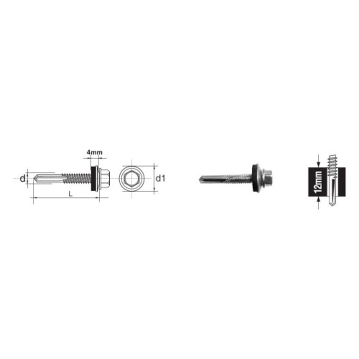 Surub autoforant UN, 5.5x32mm, cu cap hexagonal