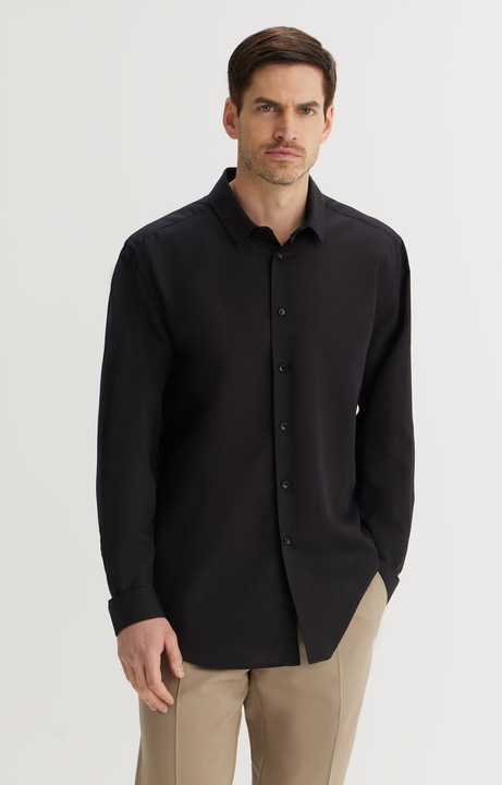 Camasa barbati, VISTULA, slim fit, neagra, bumbac/viscoza/in