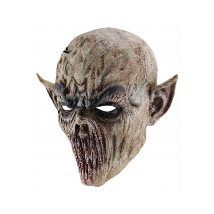 Masca Halloween, zombi/ demon, material latex, aspect terifiant, multicolor, marime universala, acopera intregul cap, gauri pentru ochi, 100x15cm