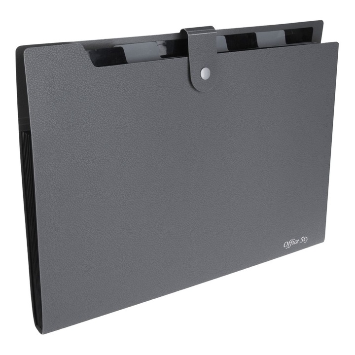 Servieta documente cu 7 compartimente neagra cu capsa 33x24, 5cm